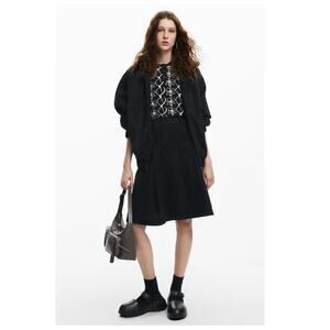 Desigual Tonal Pattern Hooded Jacket Size Small